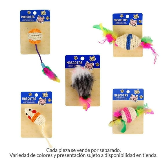 Juguete Prichos Kitten Fabricado con Tela y Rafia para Gato Varios Colores 1 Pieza