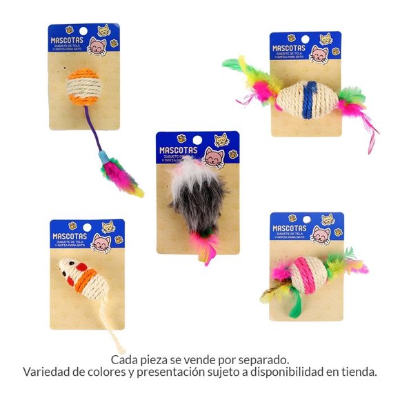 Juguete Prichos Kitten Fabricado con Tela y Rafia para Gato Varios Colores 1 Pieza
