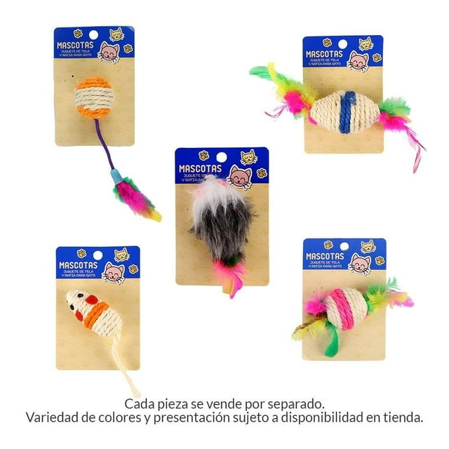 Juguete Prichos Kitten Fabricado con Tela y Rafia para Gato Varios Colores 1 Pieza