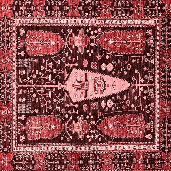Ahgly Company Indoor Square Abstract Red Modern Area Rugs, 6' Square
