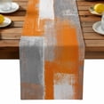 thumbnail image 2 of Burlap Table Runner 36 Inches Long, Orange Gradient Oil Painting Style Non-Slip Kitchen Table Runners for Dining Room Everyday Use Party Table Decorations Gray Color Block, 2 of 9