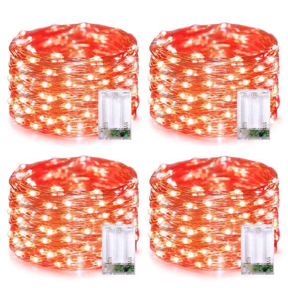 Guirnalda de luces JMEXSUSS, paquete de 4, 50 LED, color naranja para Halloween