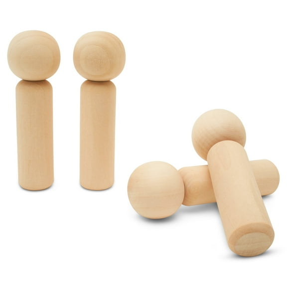 4-3/4 Inch Kokeshi Blank Wooden Dolls, Pack of 10 Unfinished Wooden Peg Dolls, Wooden Figurines for Crafts & Ornaments, by Woodpeckers