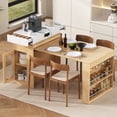 thumbnail image 1 of DAJU Extendable Dining Table with Folding Tabletop,Bar Table with Drawers and Power Outlet,Kitchen Island with Wheels and Hooks,Sideboard for Kitchen and Dining Room(Natural+Creamy White), 1 of 12