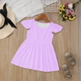 thumbnail image 2 of Toimothcn Baby Girls Dresses Ruffled Sleeve Solid Color Pleated Dress Soft Breathable Summer Dresses Comfy Girls Sundress, 2 of 5
