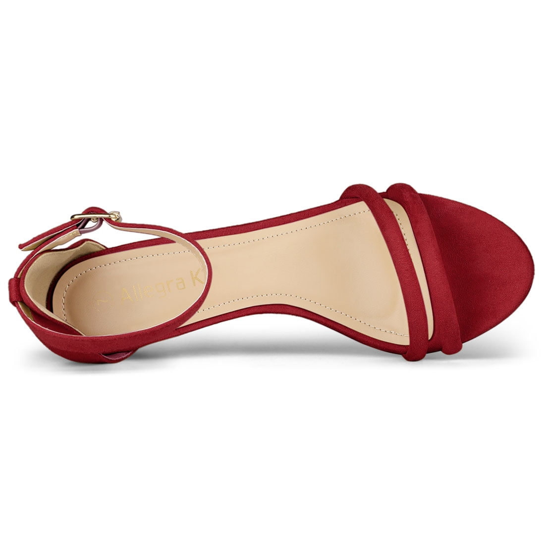 DARING DIVA Women's Kitten Heel Ankle Strap Sandals for Fashionable Occasions Red 8.5