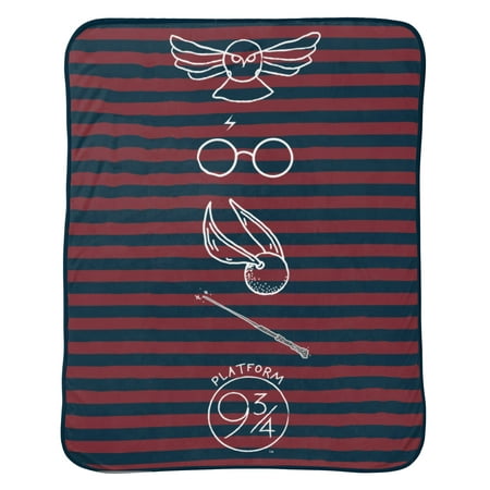 Harry Potter Icons Red & Navy 46 x 60 Microfiber Throw Blanket