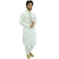 thumbnail image 2 of Atasi Men's White Kurta Pajama Set Indian Ethnic Punjabi Long Shirt-XXX-Large, 2 of 6