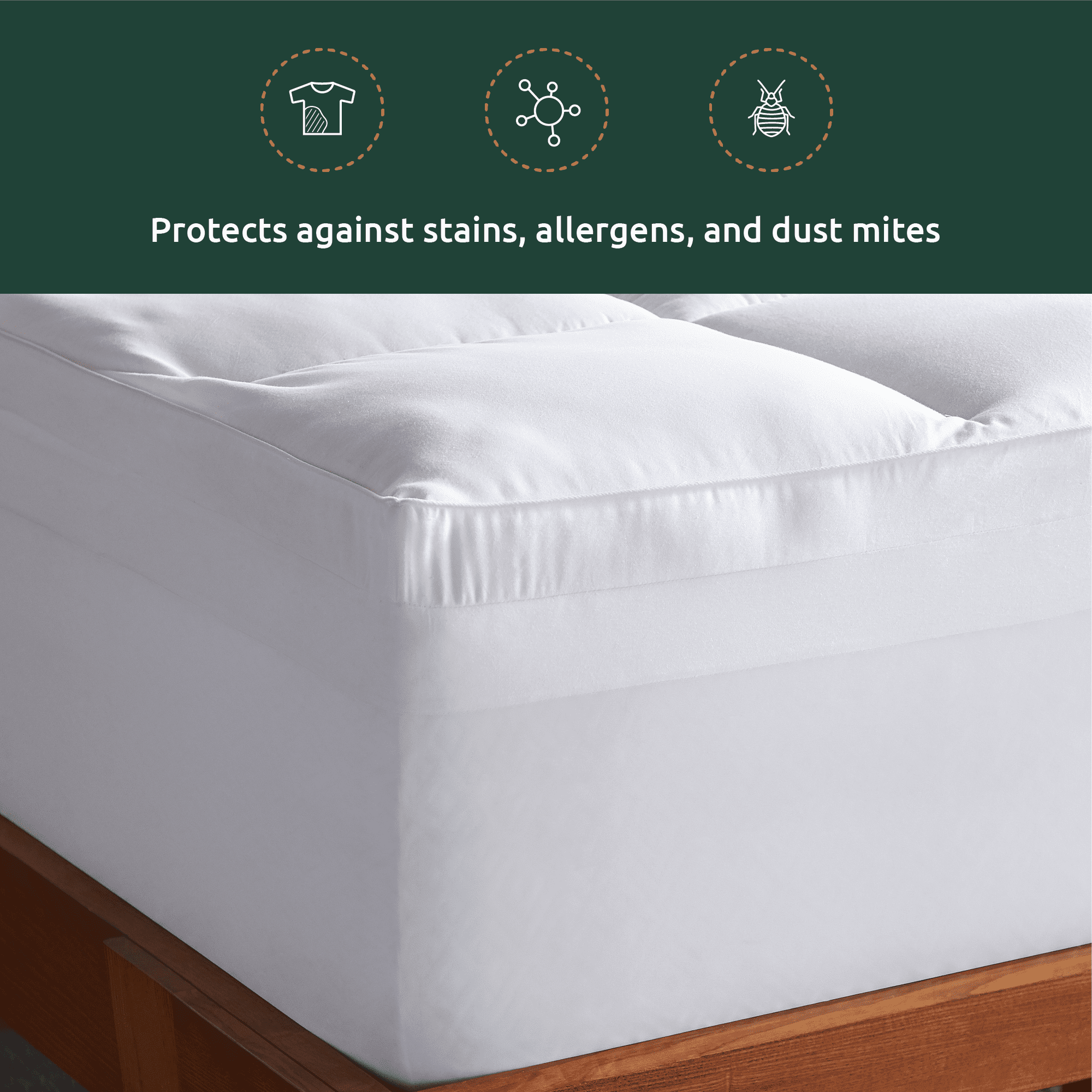Rest Haven 2-in-1 Dual 4" Down Alternative Plush and Gel Memory Foam Mattress Topper, Queen