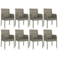 thumbnail image 2 of vidaXL 9 Piece Garden Dining Set with Cushions Grey Poly Rattan, 2 of 5
