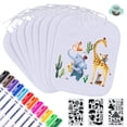 thumbnail image 1 of Baberos de 8 piezas para pintar, baberos de bebé blancos con 12 bolígrafos textiles y 3 plantillas, bufandas de bebé impermeables para fiesta de babyshower (29 * 24 cm) Adepaton LL-2301, 1 of 7