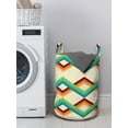 thumbnail image 3 of Abstract Laundry Bag, Illustration of Colorful Stripes with Geometric Shapes Retro Design, Basket with Handles Drawstring Closure for Laundromats, 13" x 19", Eggshell and Multicolor, by Ambesonne, 3 of 4