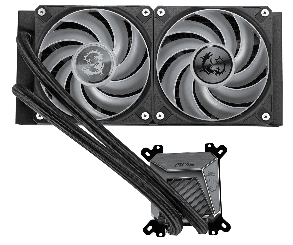 MSI MAG CORELIQUID A15 240 WMT ARGB Liquid CPU Cooler - 240mm AIO, UNI Bracket, Intel AMD (LGA 1700/1851/AM4/AM5), Pre-installed Fans - Black