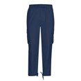 thumbnail image 5 of Qgtaibl Men's Straight Leg Cargo Pants Drawstring Elastic Waist Joggers Lightweight Running Hiking Athletic Pants with Pockets Navy (Mens S), 5 of 6