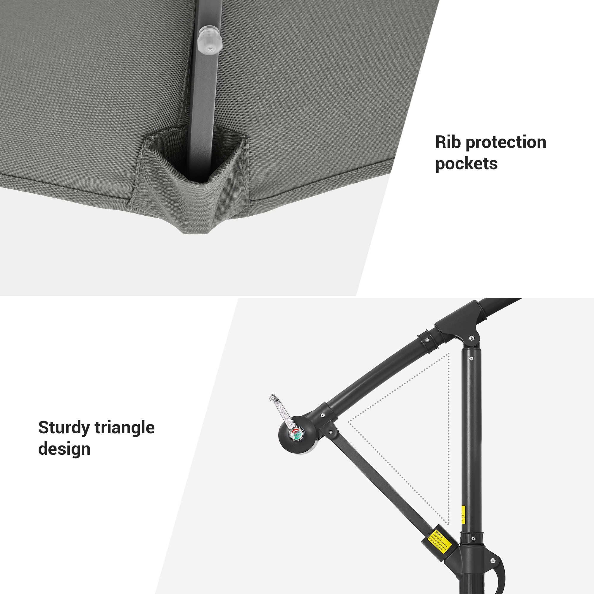 ACEGOSES 8.2x8.2ft LED Square Outdoor Patio Canopy Offset Umbrellas for Gardens, Lawns and Yard,Gray