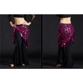thumbnail image 2 of Women Belly Dance Hip Scarf Sequins Mesh Triangle Wrap Skirt Waist Chain,One Set,Fuschia, 2 of 2