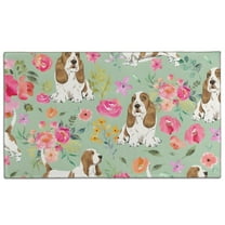 Basset Hound and Pioneer Flower Door Rugs,Washable Non Slip Door Mats Indoor,Decorative Door Mats,Entry Mat Indoor for Entrance,Bedroom,Kitchen,Bathroom,17"x30"
