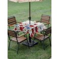 thumbnail image 4 of Outdoor Tablecloth with Umbrella Hole for Patio/Picnic/Party/Camping, Red Blue Floral Waterproof Table Cloth Square Cover Washable, Independence Day Flowers Grey Wooden (54"x 54"), 4 of 8
