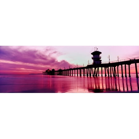 Huntington Beach Pier at sunset Huntington Beach California USA Canvas Art - Panoramic Images (7 x