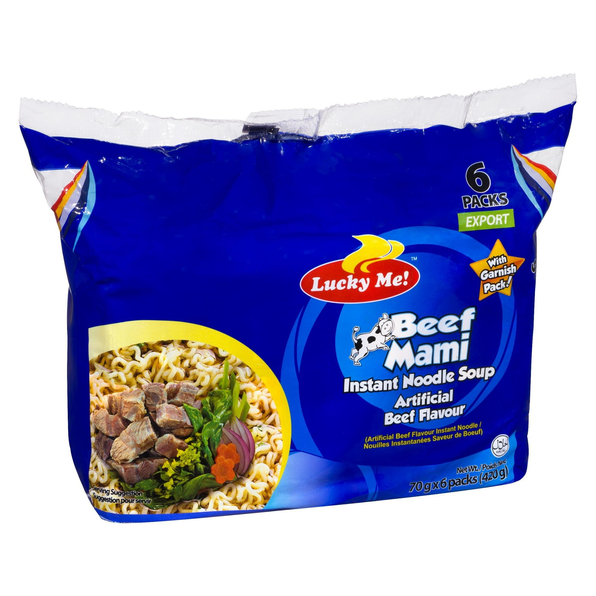 Lucky Me Mami au Boeuf Soupe de Nouilles Instantanées Saveur Artificielle de Boeuf