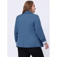 thumbnail image 4 of GRACE & GRANDEUR Blazer à Revers Cranté à Rayures Contrastées pour Femmes Grande Taille Gris Bleu 4X, 4 of 5