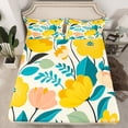 thumbnail image 2 of Castle Fairy Teens Children Yellow Flower 4 Pieces Queen Sheet Sets,Spring Graden Ultra Soft Flat Sheet,Chic Flower Queen Fitted Sheet,Luxury Bedroom Decor, 2 of 7