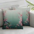 thumbnail image 2 of QZHH  Cherry Blossoms Throw Pillow Covers Bird Spring Blooming Flowers Sakura Green Background Square Pillowcases for Home Decor Sofa Car Bedroom Pillow case  2pc, 2 of 6
