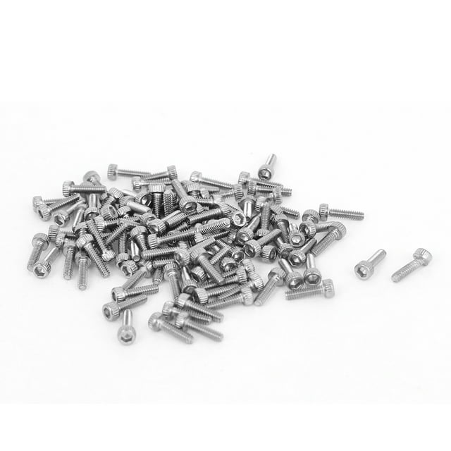 100 piezas de tornillos de cabeza hexagonal de acero inoxidable M1.6x6mm de 7mm de largo con un paso de 0.35mm