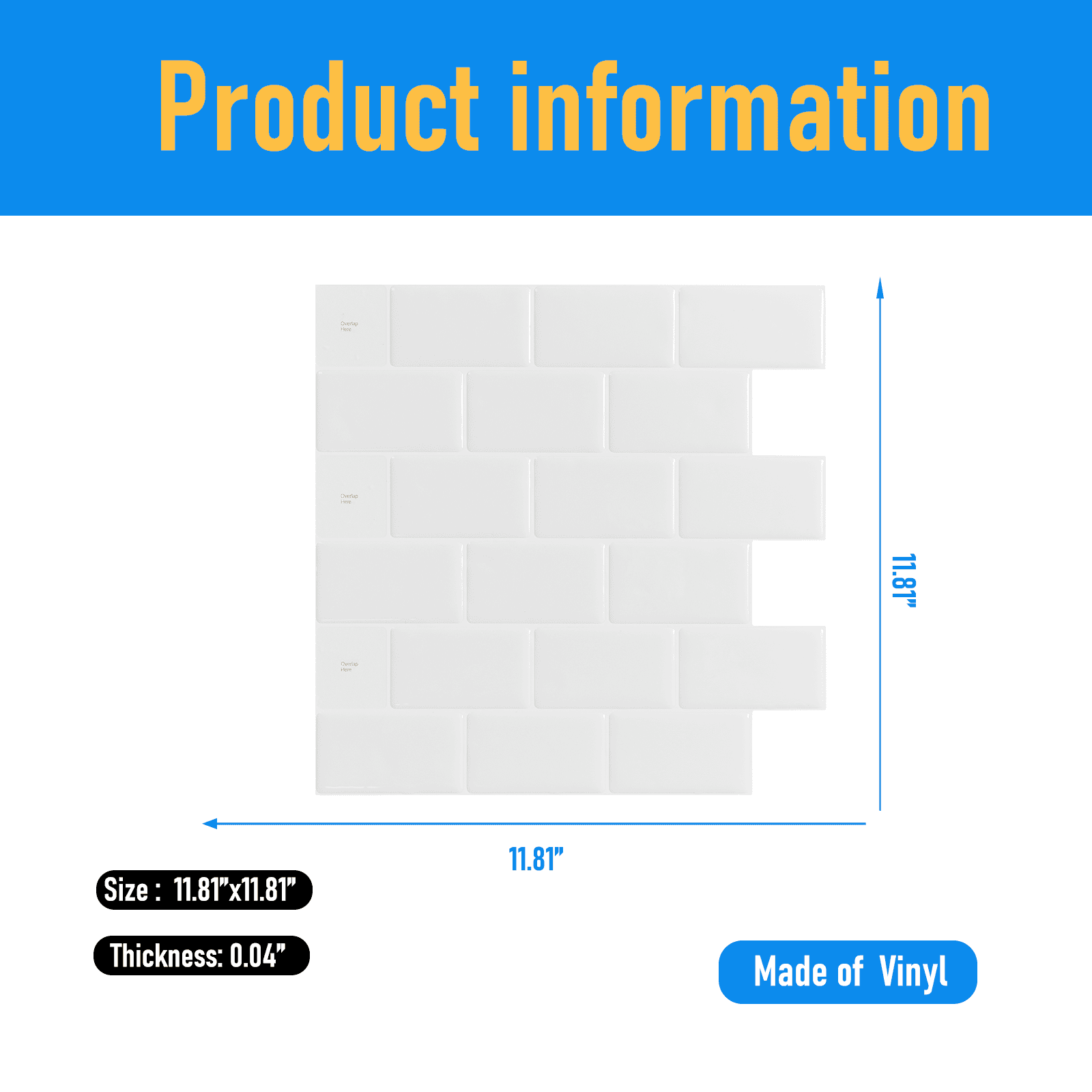 Art3d 10 pack 12"x12" Peel and Stick White Backsplash Tile for Kitchen Bedroom Living room