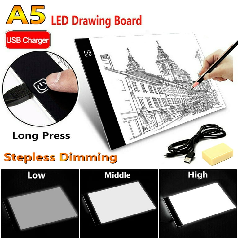 BASSTOP A4/A5 LED Drawing Board,Portable LED Tracing Board,LED Copy Board,Adjustable  Light Tattoo Tracing DIY Diamond Painting Artists 