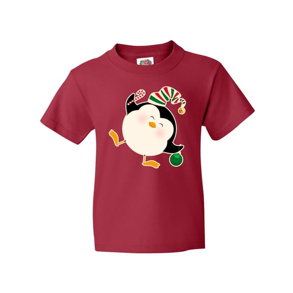 Inktastic Happy Christmas Penguin Youth T-Shirt