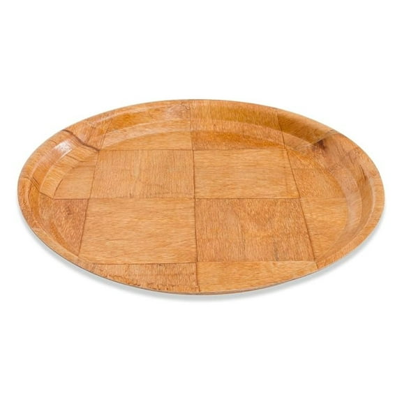 Woven Wood Round Tray 10 Inch - Brown Serving Tray for Food & Decor - Durable All-Purpose Table Tray for Home, Restaurant & Professional Use