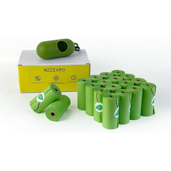 Dog Poop Bags, 270 Count, 18 Rolls, 1 Dispenser, Guaranteed Leak Proof and Extra Thick Waste Bag Refill Rolls For Dogs, Dog Waste Bags With Dispenser and Leash Clip