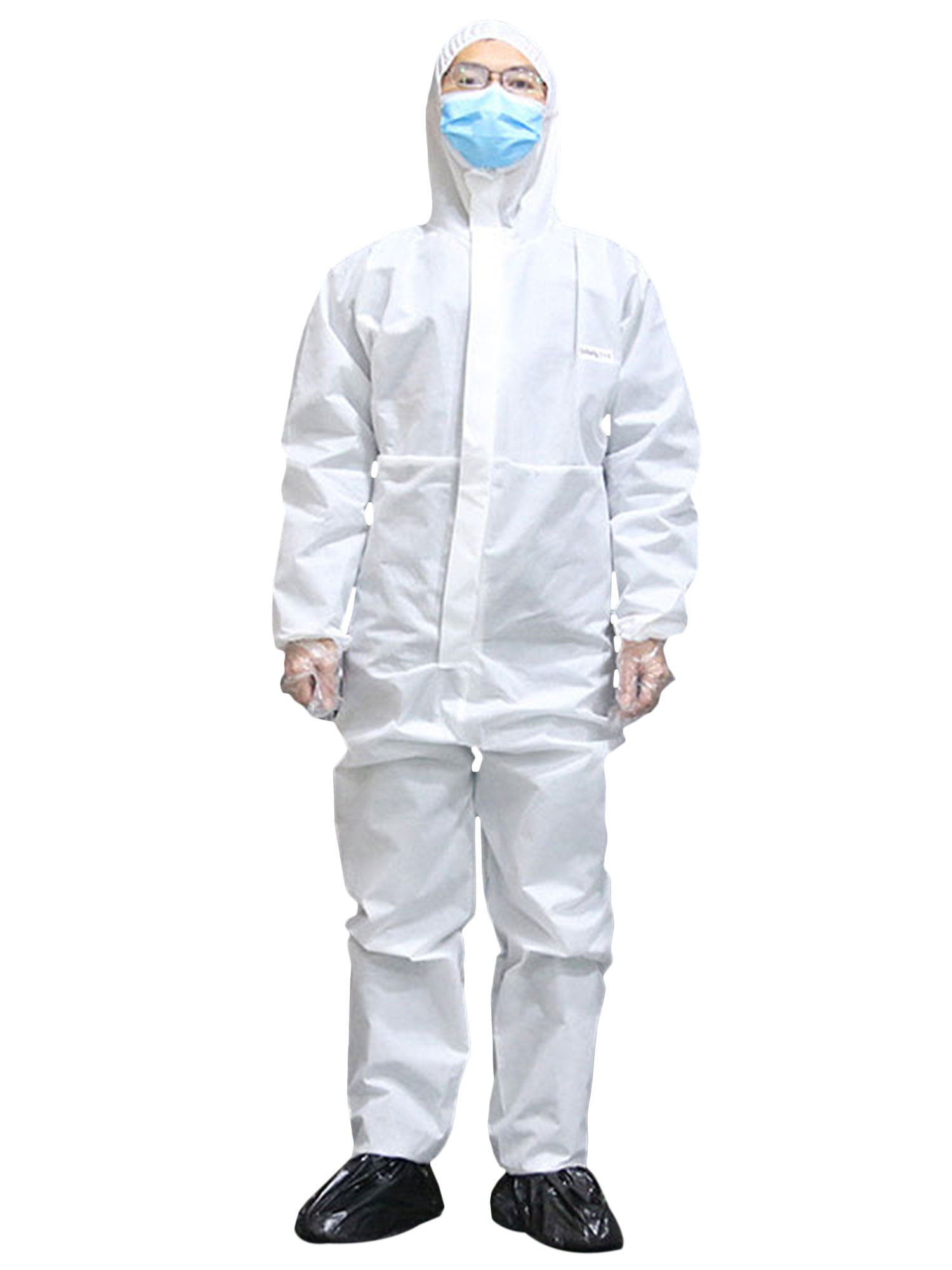 SSXY Disposable Protective Overalls Non-Woven Handling Dust Coverall for Woker/Laboratory,White-M