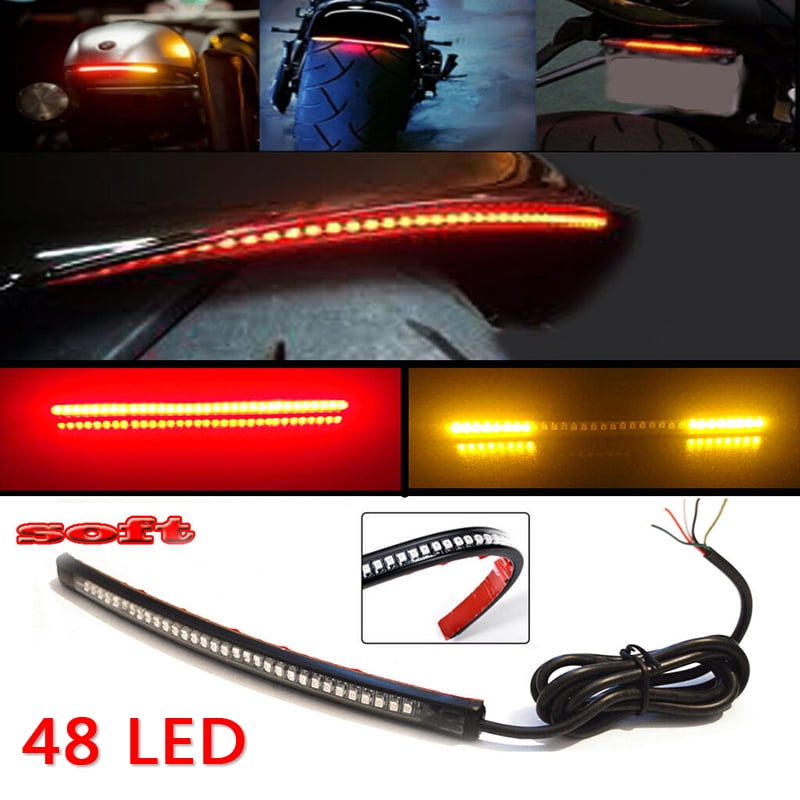 48 LED SMD Motorcycle Strip Light Rear Tail Stop Turn Signal Brake Stop Lamp UK 