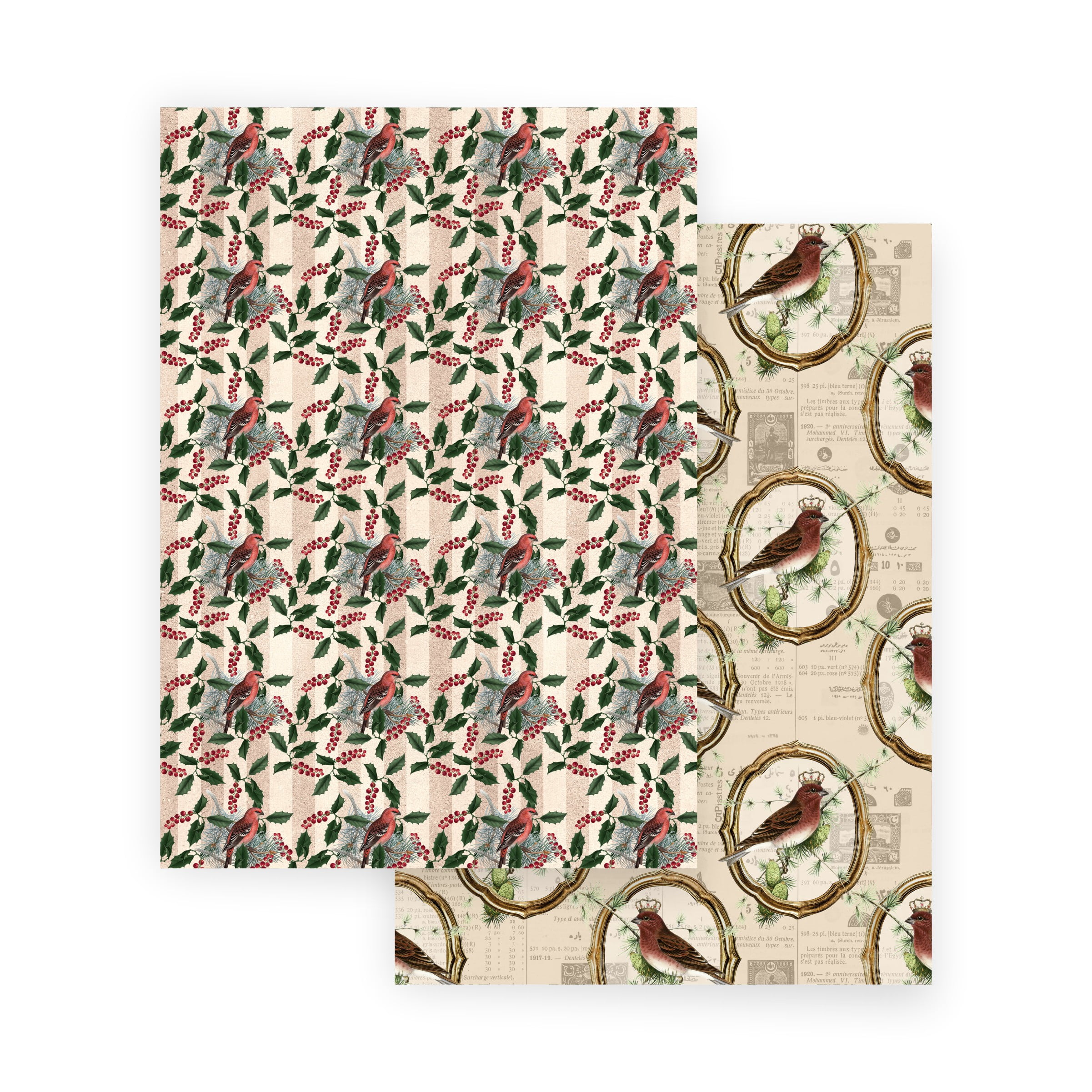 Scrapbooking Paper VINTAGE CHRISTMAS BIRDS 10 Double Sided Sheets 8.25 x 11.75, Craft Paper, Decoupage Paper, Decorative Paper, Vintage Paper