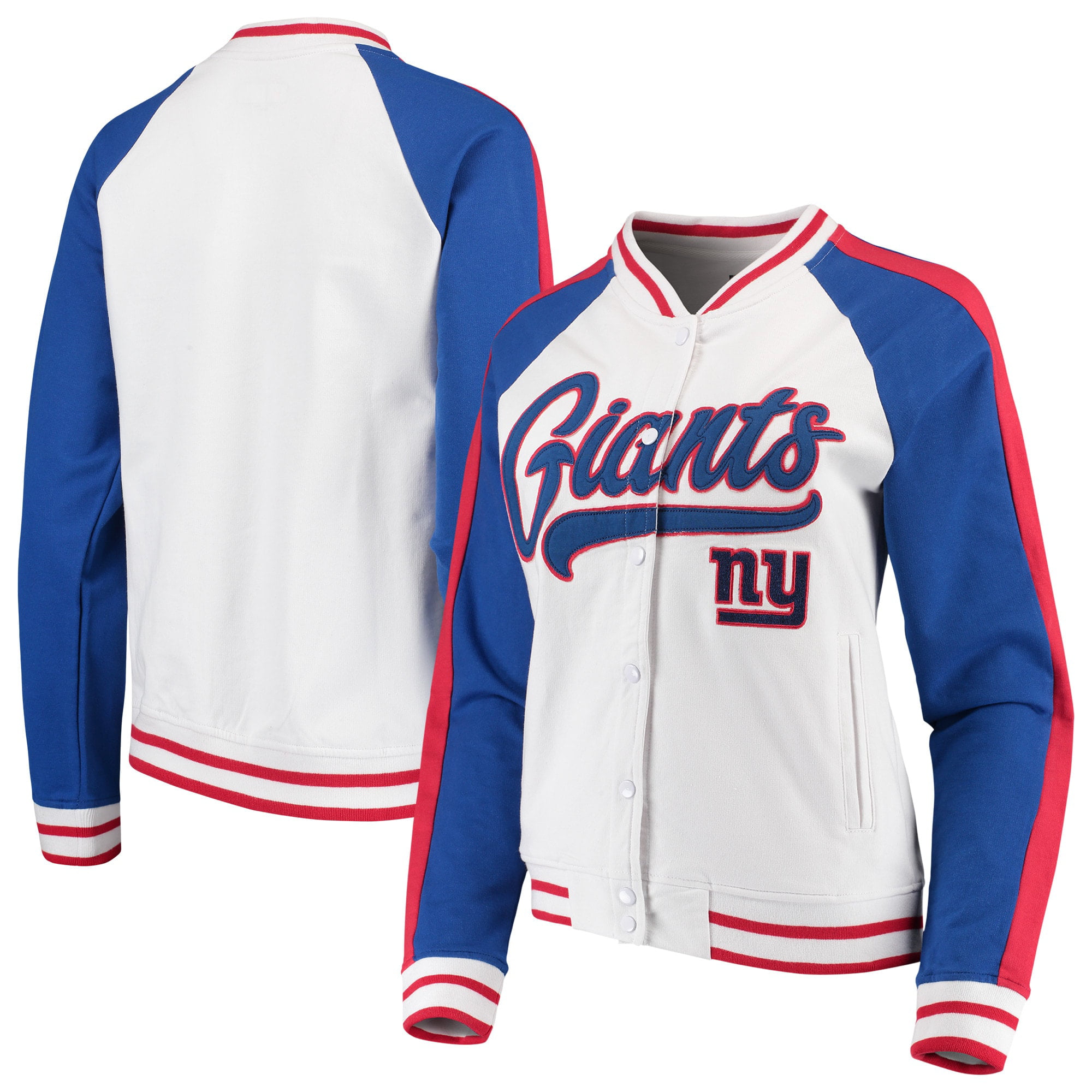 New York Giants New Era Women's Varsity Full Snap Jacket - White/Royal ...