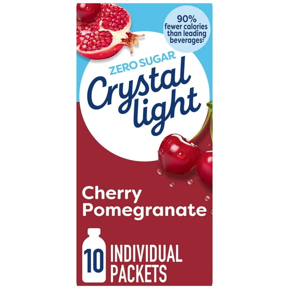 Crystal Light Drink Mix, 10 Packets, for Convenient On-the-Go Flavorful Hydration, Cherry Pomegranate natural flavor with other natural flavor, Zero Sugar, 1.1 oz