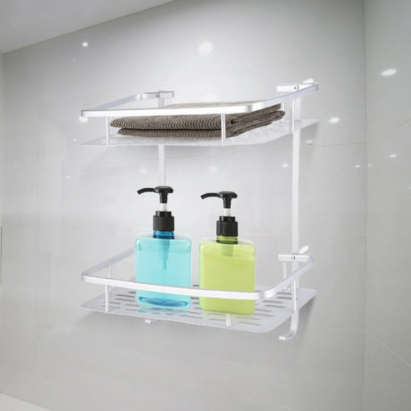SJSP Étagère de Rangement Murale à Double Couche avec 2 Crochets de Suspension à Utiliser dans la Salle de Bain