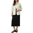 thumbnail image 2 of Casual Blazers for Women Summer 3/4 Sleeve Lightweight Cotton Linen Suit Jacket Blazer 2XL Beige, 2 of 6
