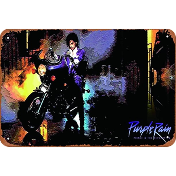 Placa Metal Vintage Álbum Música Lluvia Pintura Hierro Rectangular 30x20cm Púrpura