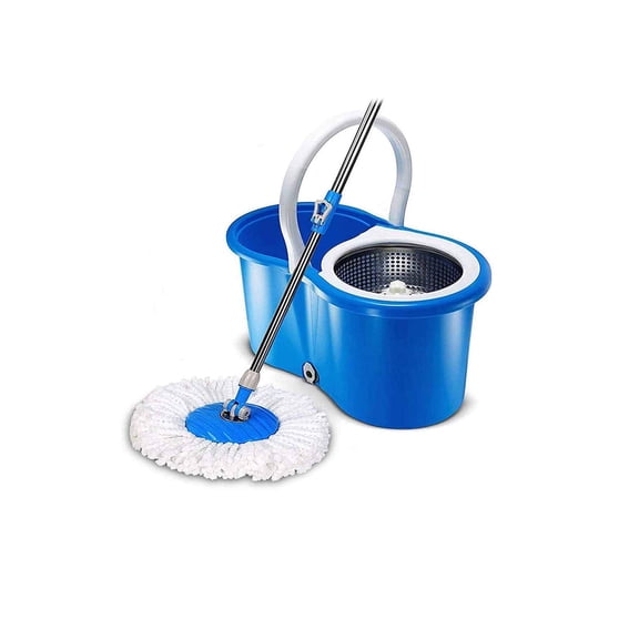 Trapeador giratorio MYRVA CUBETA Magic Mop 360° con exprimidor de acero y Mop de repuesto