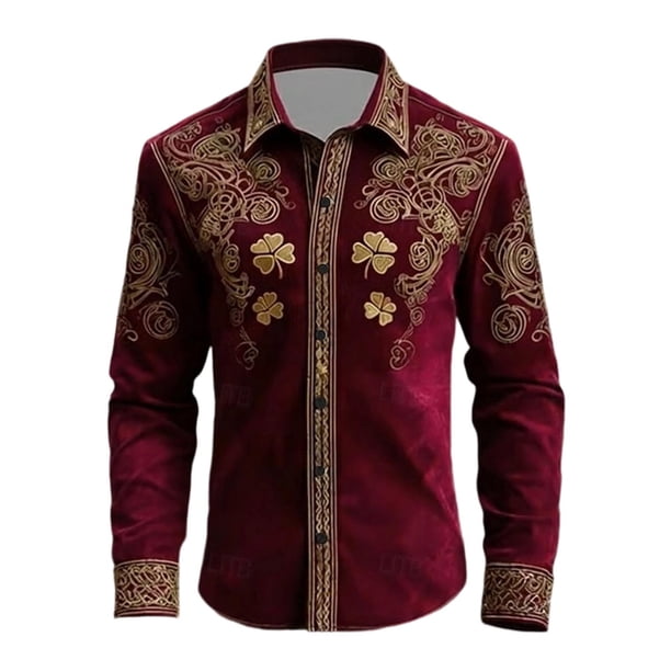 Camisetas de Navidad de Manga Larga de los Hombres de Moda Casual de Manga Larga Camiseta de Blusa de Cuello para Primavera Invierno Al Aire Libre Diario