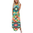 thumbnail image 1 of SMihono Robe Maxi Bohème d'Été pour Femmes Grande Taille Décontractée Col en V Sans Manches Imprimée Ample Robe Longue + Poche Robe de Plage, 1 of 6