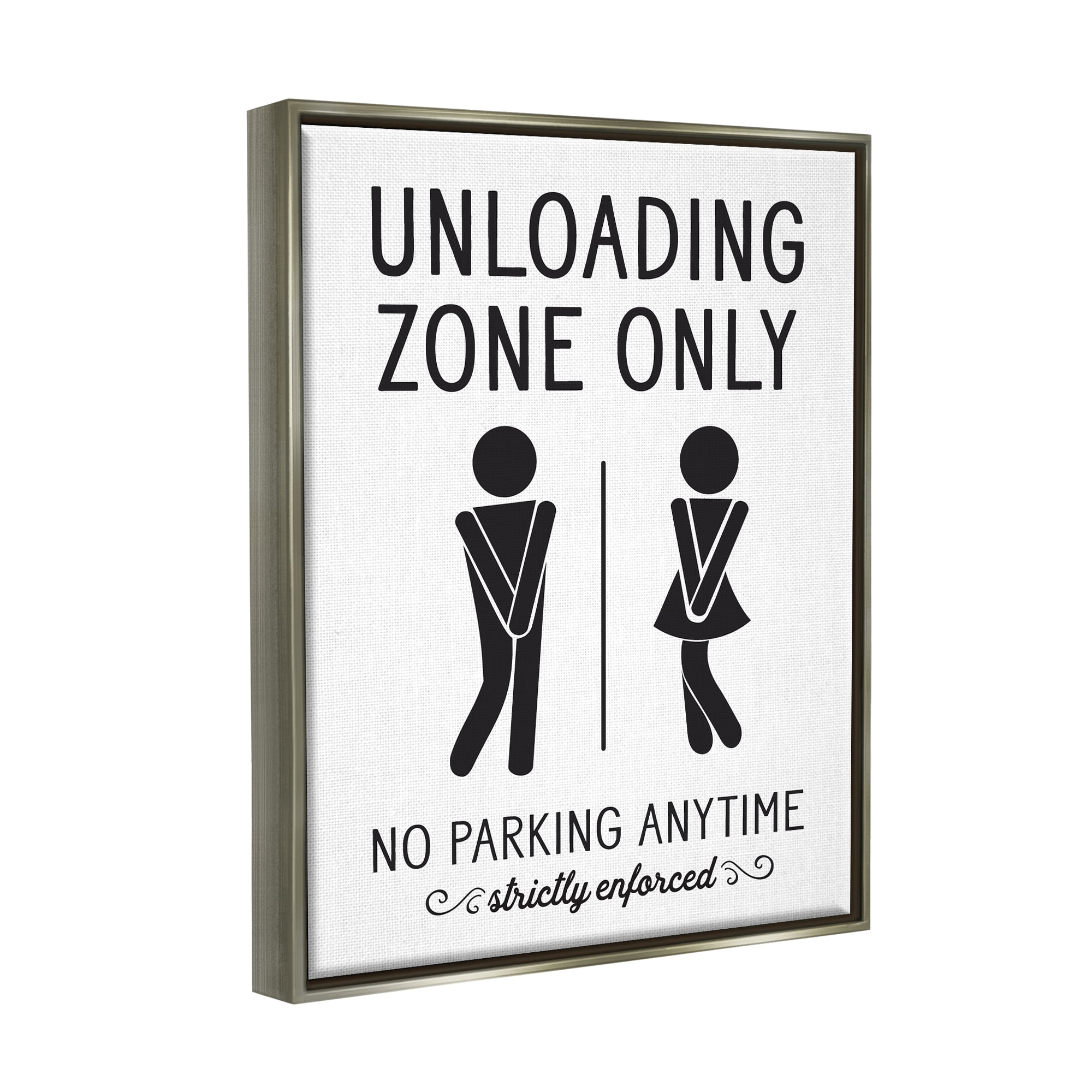 Stupell Industries Unloading Zone Witty Bathroom Symbols Casual Sign Graphic Art Luster Gray Floating Framed Canvas Print Wall Art, Design by Lettered and Lined