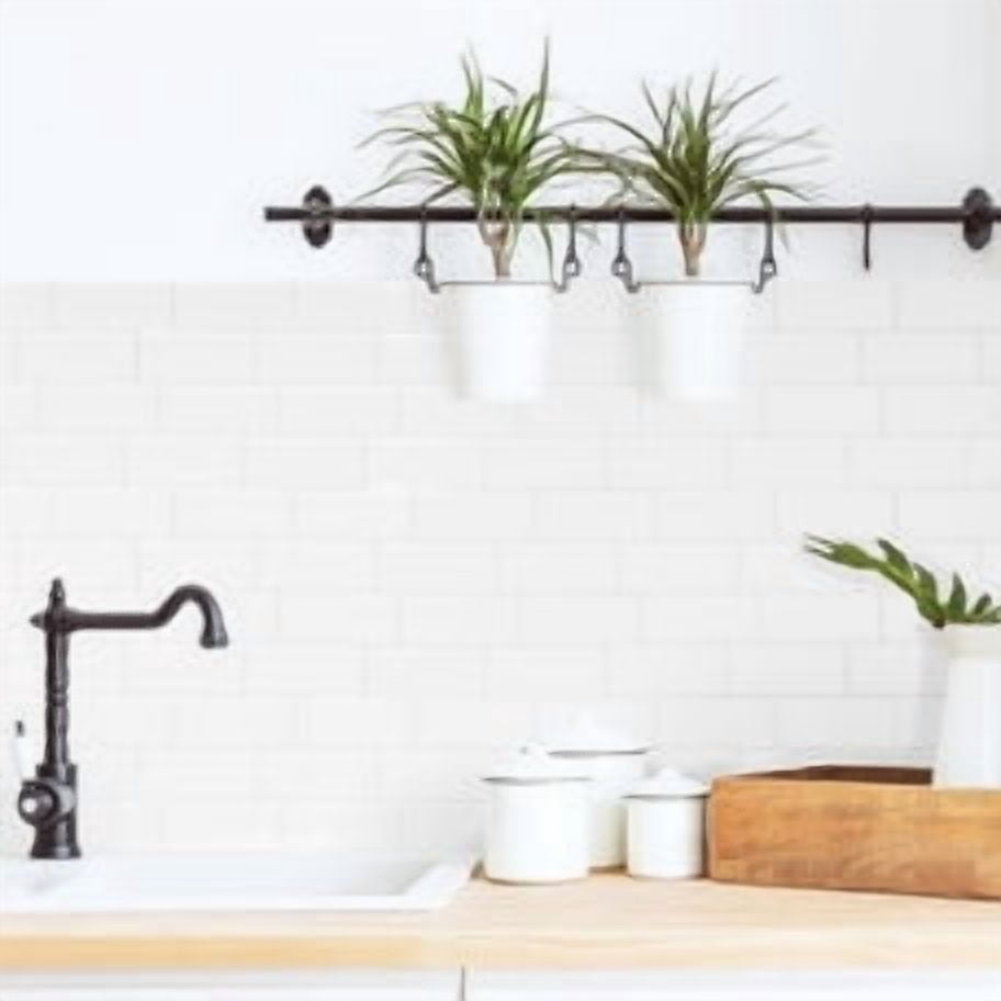 Smart Tiles Peel and Stick Backsplash, 5 Adhesive Tiles, Metro White, 11.55"x8.38"