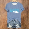 thumbnail image 2 of HCURIBAD Shirts for Women, Women's Casual Letter Shark Print Round Neck Short Sleeve Printed Top Halloween T-Shirt, Womens Graphic Tees, Halloween Shirts for Women 1PC T-Shirt Dark Blue M, 2 of 4
