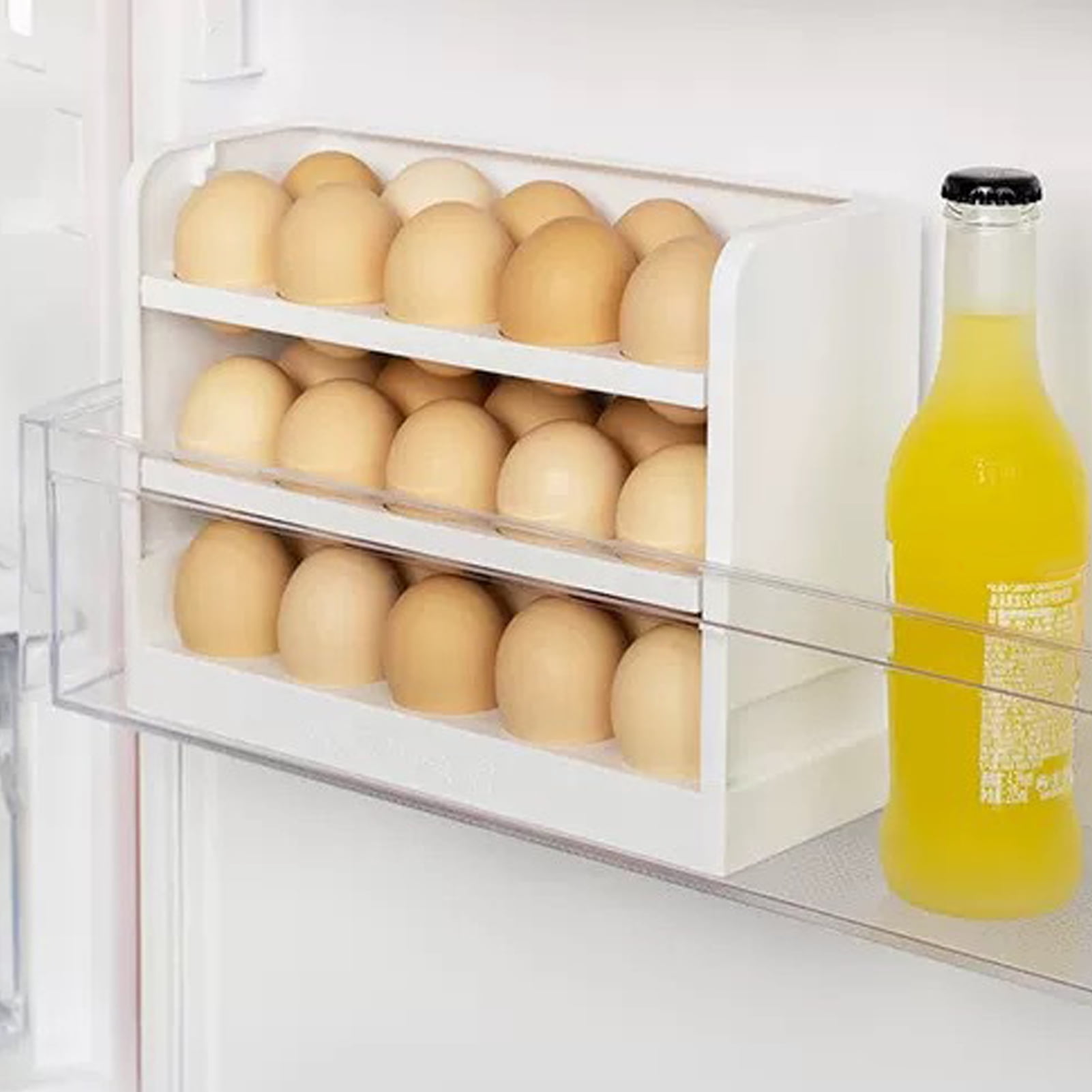 Limei Plastic Egg Holder for Refrigerator, 3Layer Flip Fridge Egg Tray