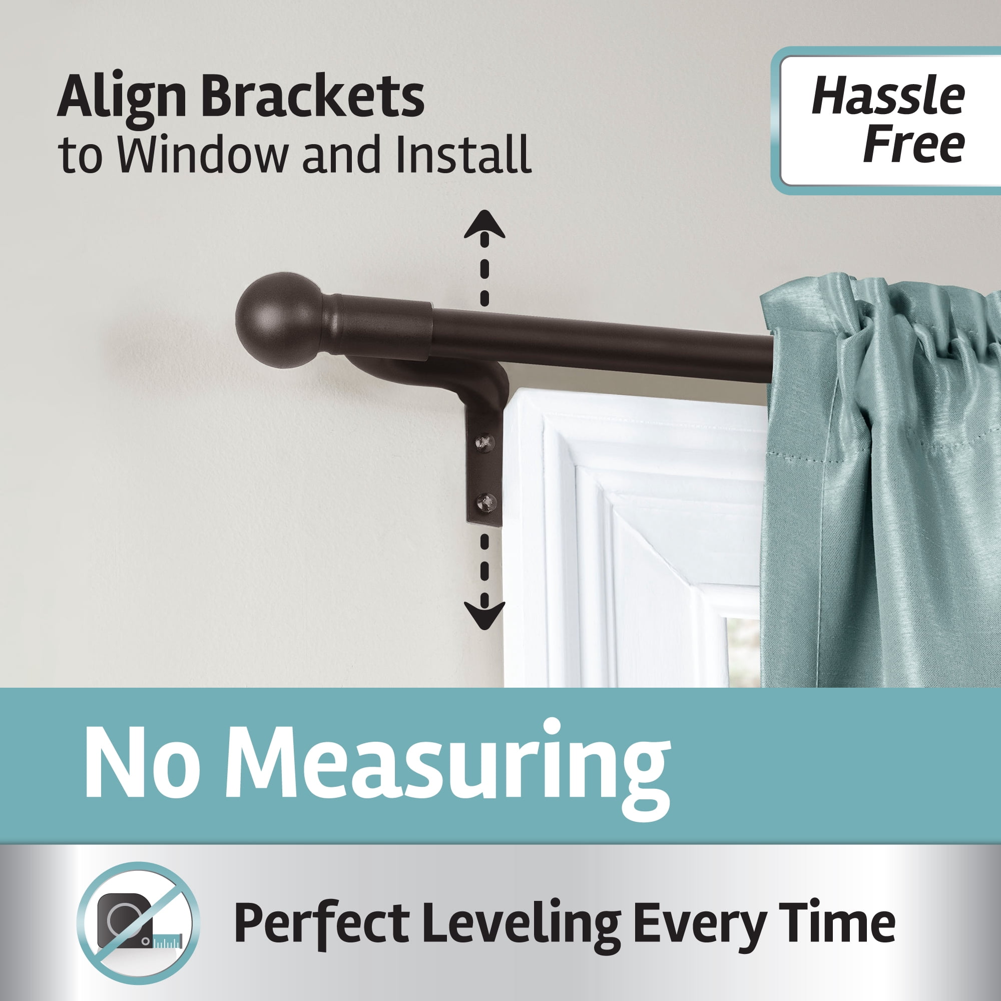 Zenna Home Smart Rods Adjustable 48" - 120" Café Window Curtain Rod, Oil Rubbed Bronze