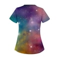 thumbnail image 2 of HAVUITYY Women's Printed Scrub Top, Starry Sky Stretch V-neck Working Uniform, Comfort Fit Nurse Uniform Scrubs with Pockets, 2 of 3